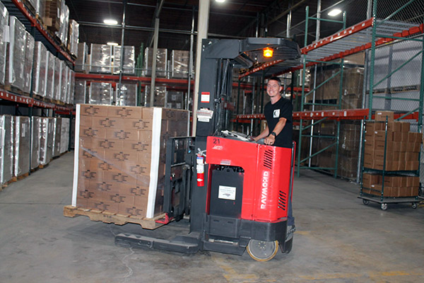 Forklift at work in our warehouse